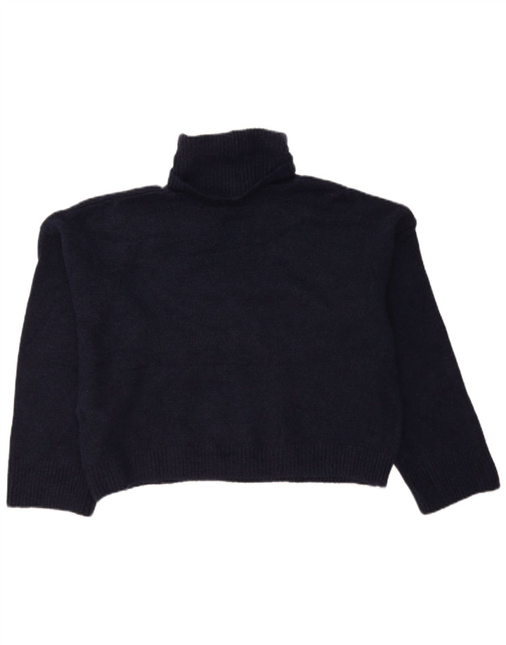 Suéter feminino Zara com gola alta e gola alta Reino Unido 10 pequeno azul marinho