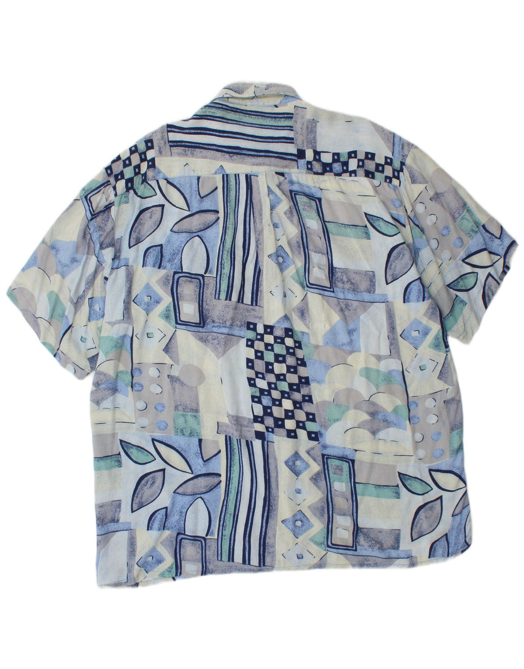 Camisa masculina de manga curta Boston grande viscose geométrica azul