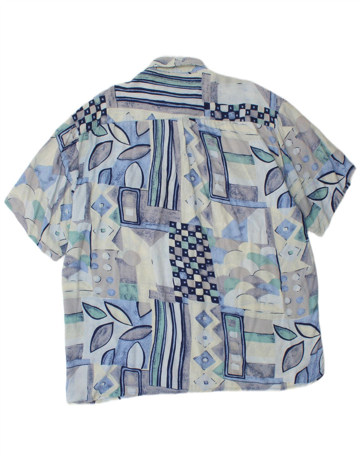 Camisa masculina de manga curta Boston grande viscose geométrica azul