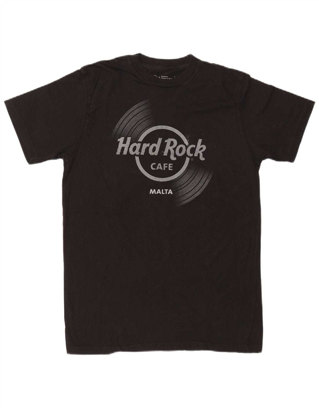 Camiseta masculina Hard Rock Cafe Malta com estampa gráfica de algodão preto médio