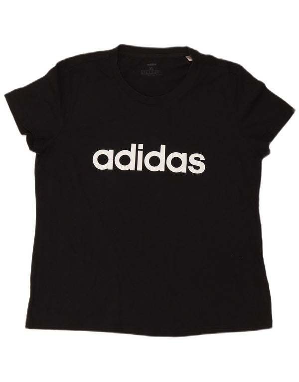Camiseta feminina ADIDAS com estampa gráfica UK 20/22 XL algodão preto