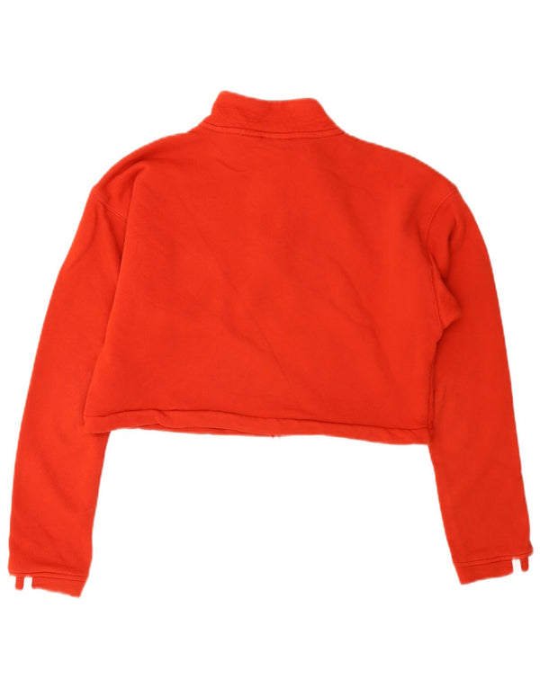 Adidas Womens Crop Zip Neck Moletom Jumper Reino Unido 8 Pequeno Algodão Vermelho