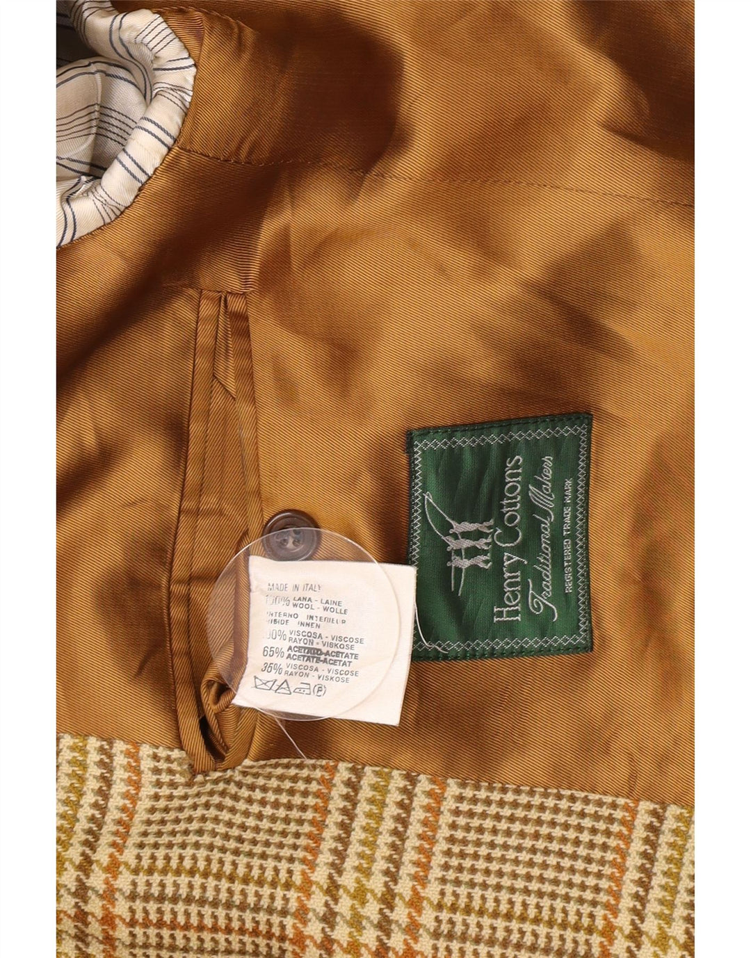 Jaqueta blazer masculina de 2 botões Henry Cottons IT 50 grande marrom houndstooth