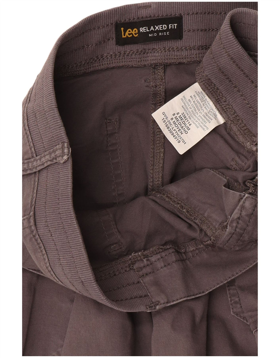 Calça capri feminina de cintura média Lee US 8 médio W27 L19 algodão cinza