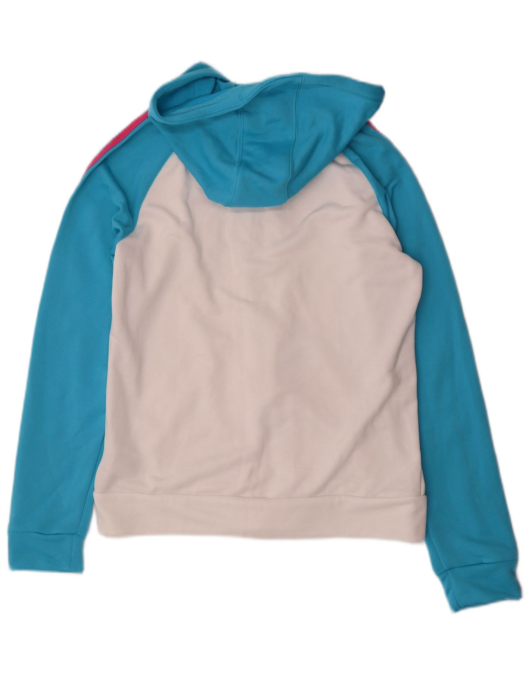 Suéter adidas feminino com capuz e zíper UK 14 médio branco colorblock poliéster