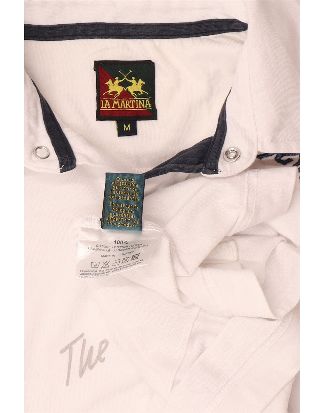 Camisa polo masculina La Martina gráfica média algodão branco