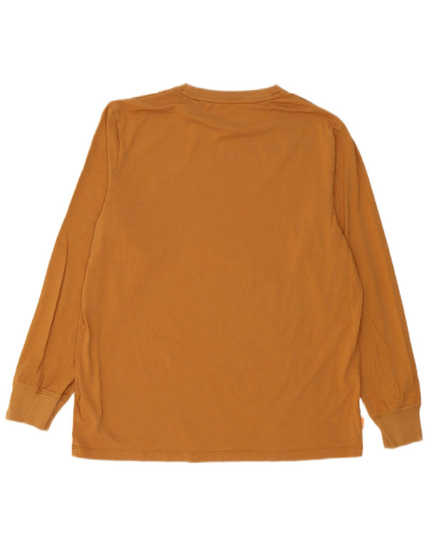 Timberland Mens Regular Fit Graphic Top Manga Longa Grande Algodão Marrom