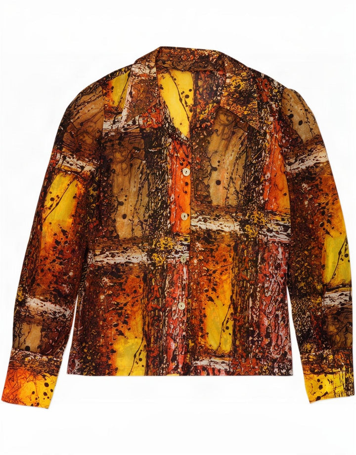 Blusa feminina vintage com estampa abstrata UK 12 média multicolorida