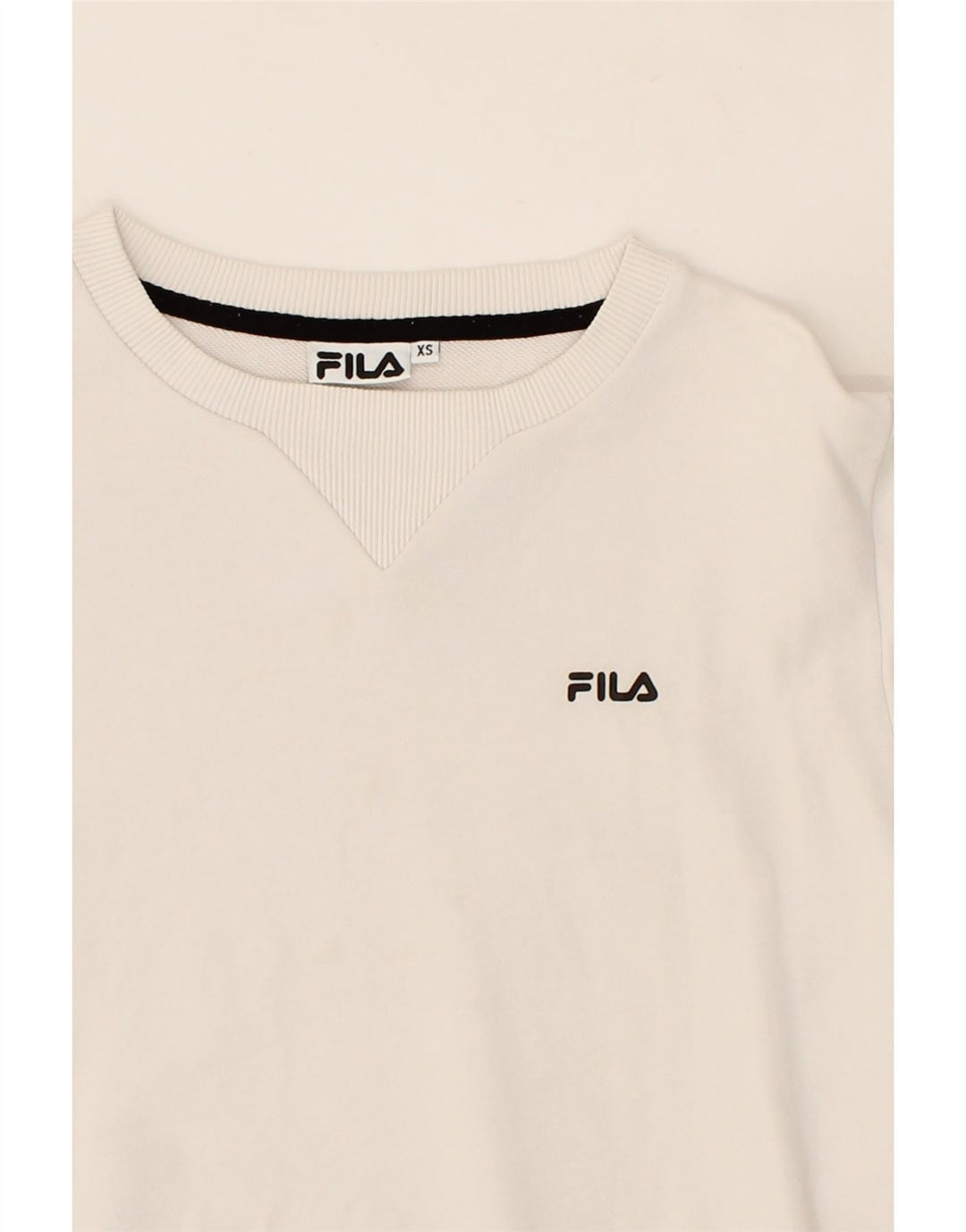 FILA Womens Sweatshirt Jumper UK 6 XS White Cotton Vintage Fila and Second-Hand Fila from Messina Hembry 