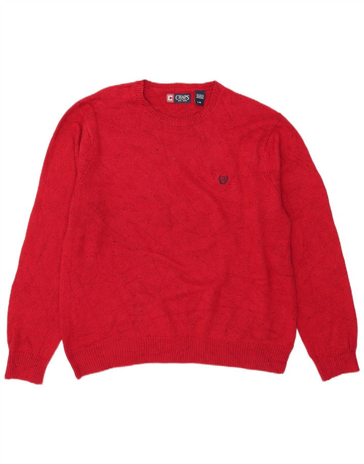 Suéter masculino Chaps com gola redonda, grande algodão manchado vermelho