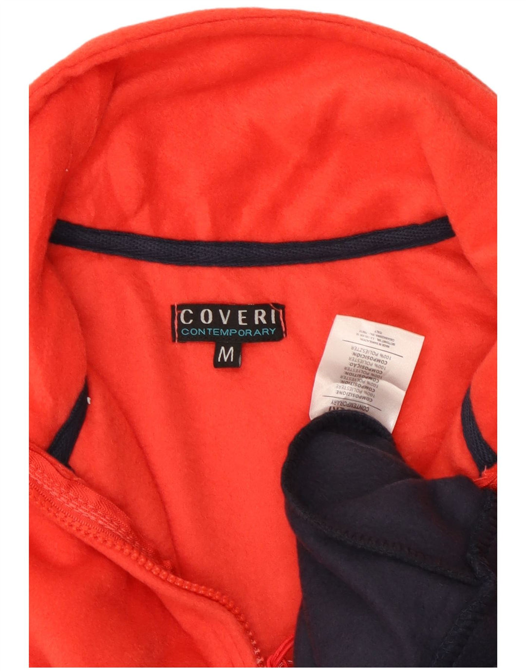 Suéter de lã masculino Coveri com zíper e gola média, bloco colorido multicolorido