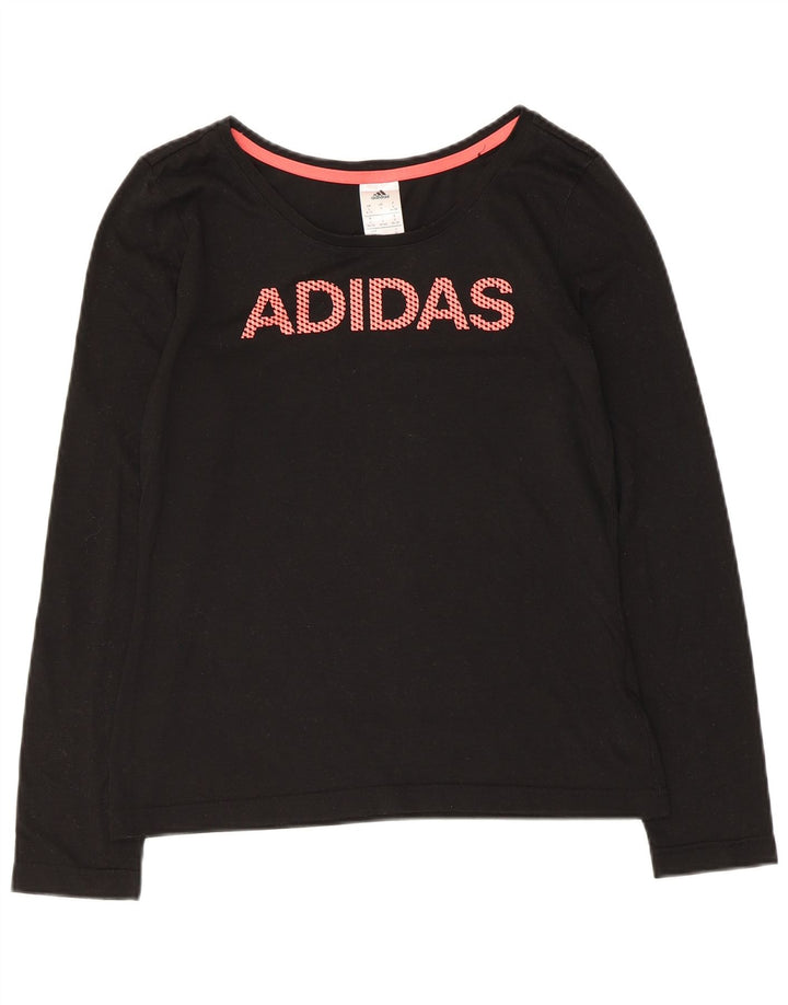 Top gráfico feminino Adidas manga comprida Reino Unido 8/10 pequeno preto