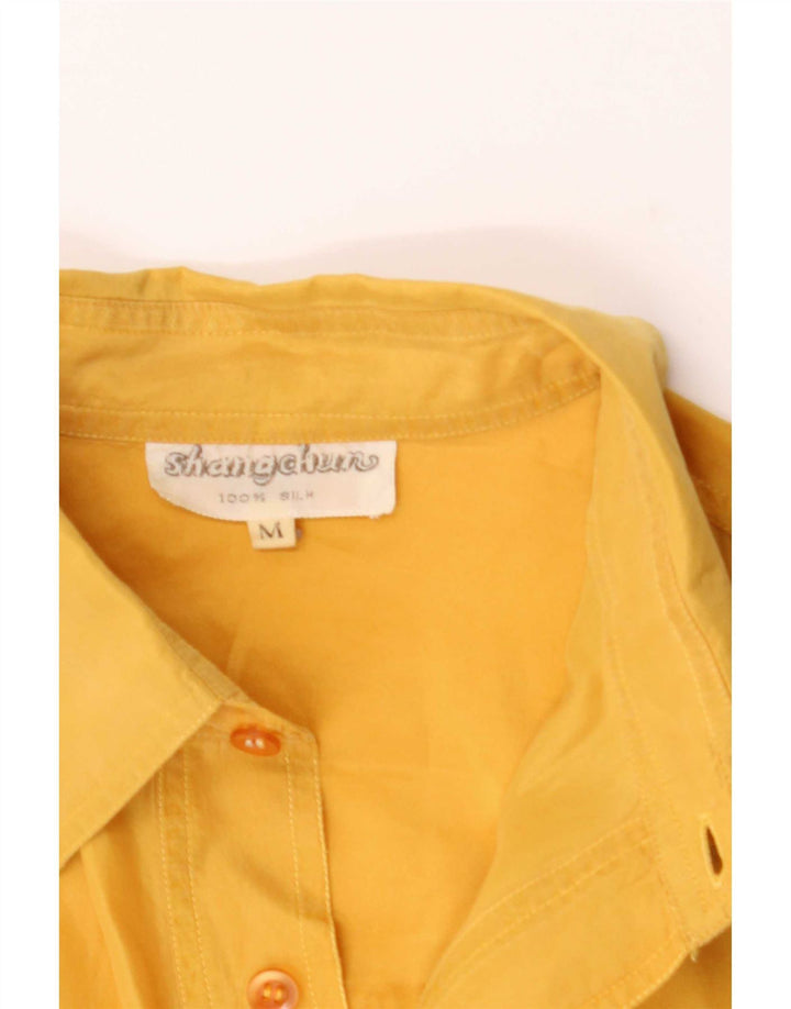 Camisa masculina vintage seda amarela média