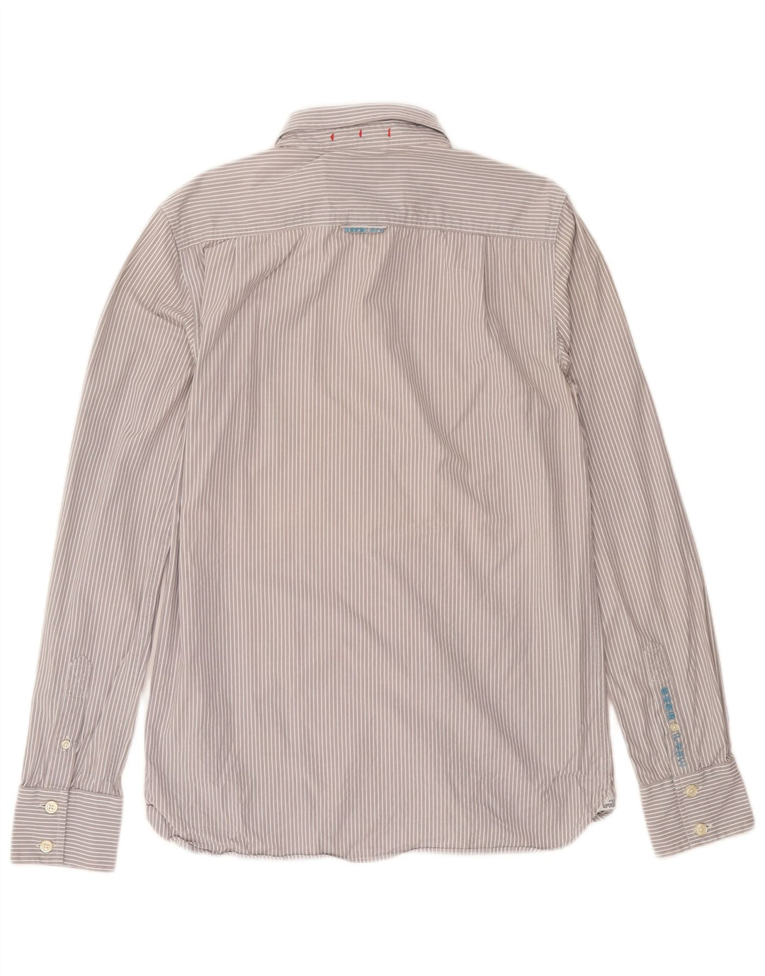 Camisa masculina Superdry grande algodão listrado cinza