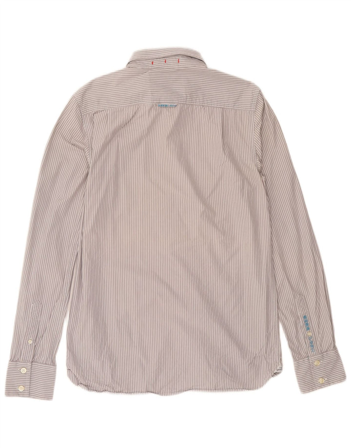 Camisa masculina Superdry grande algodão listrado cinza