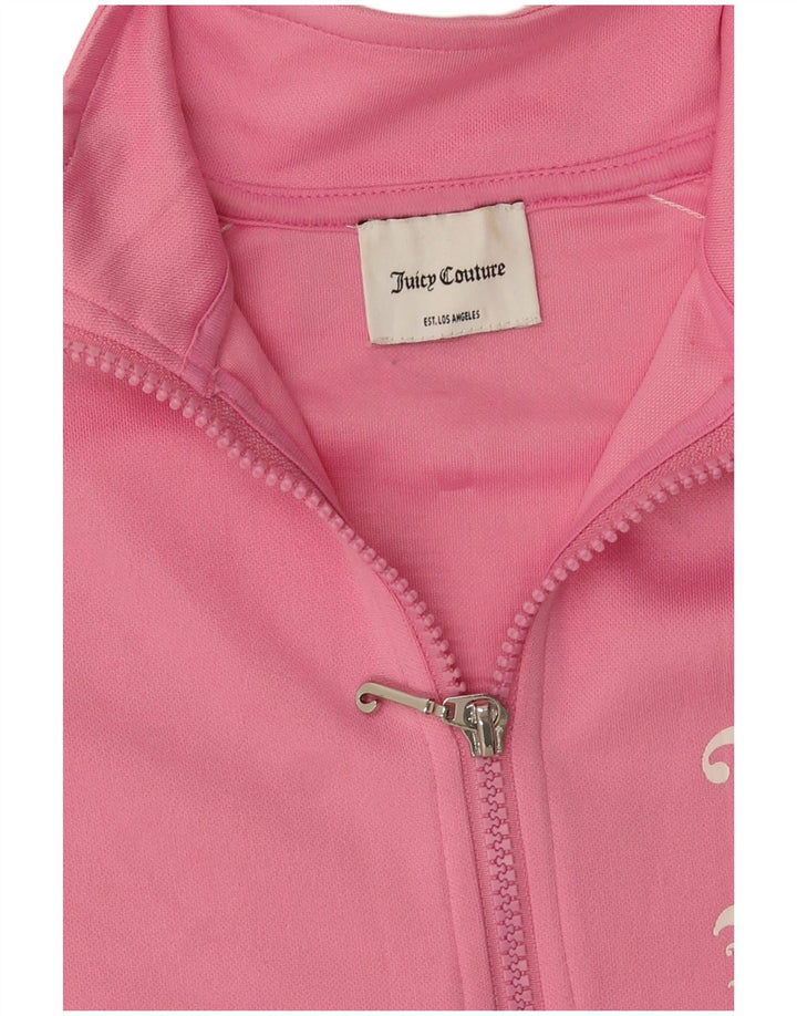 Suéter de treino feminino Juicy Couture gráfico pulôver Reino Unido 14 médio rosa