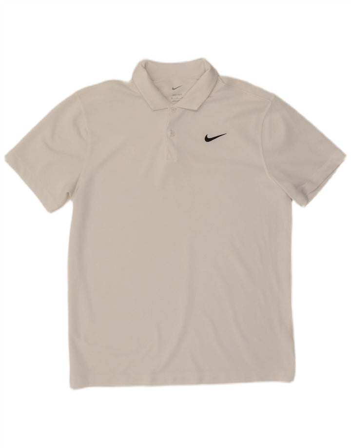 Camisa polo Nike Dri Fit masculina branca média