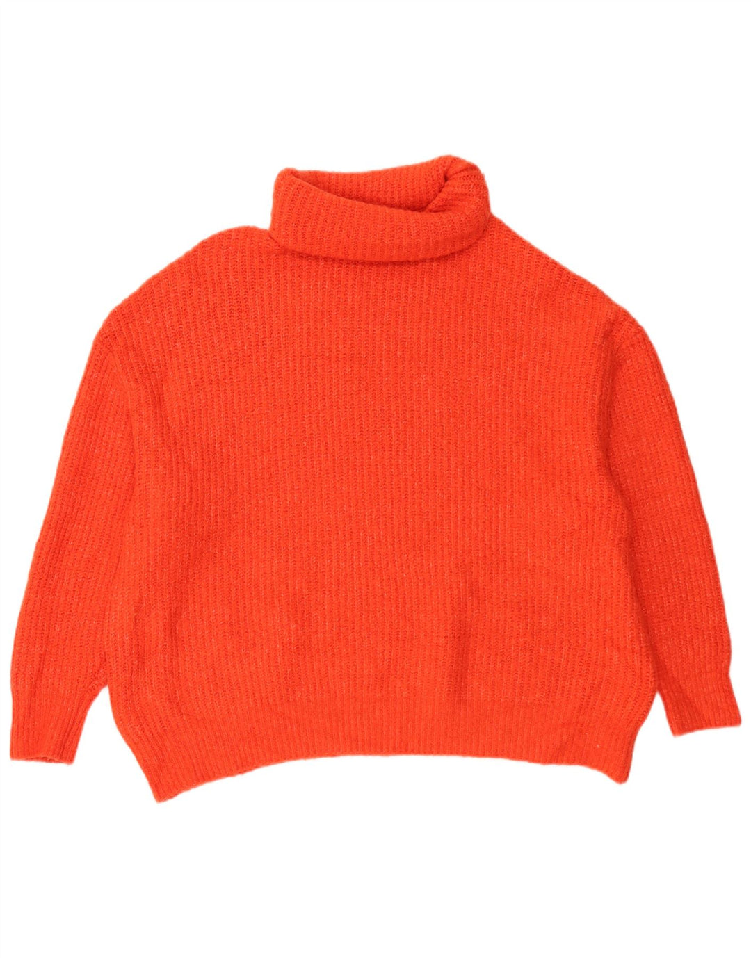 Zara Suéter feminino oversized com gola redonda Reino Unido 16 grande laranja acrílico