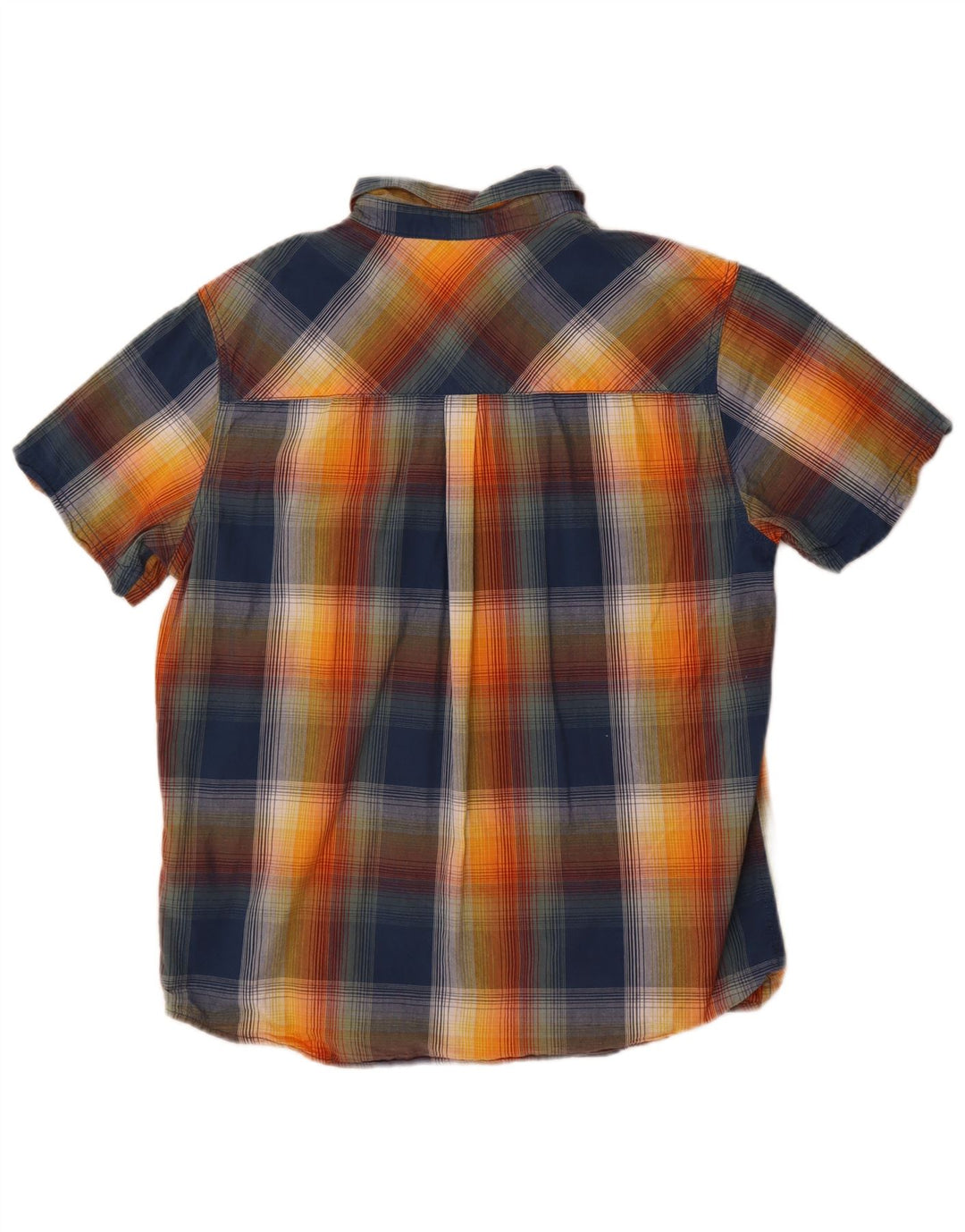 Camisa masculina de manga curta Weird Fish, algodão xadrez azul médio