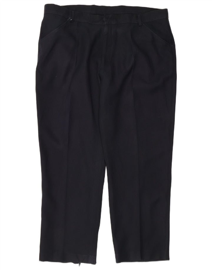 Calça masculina reta casual Farah W42 L29 poliéster azul marinho