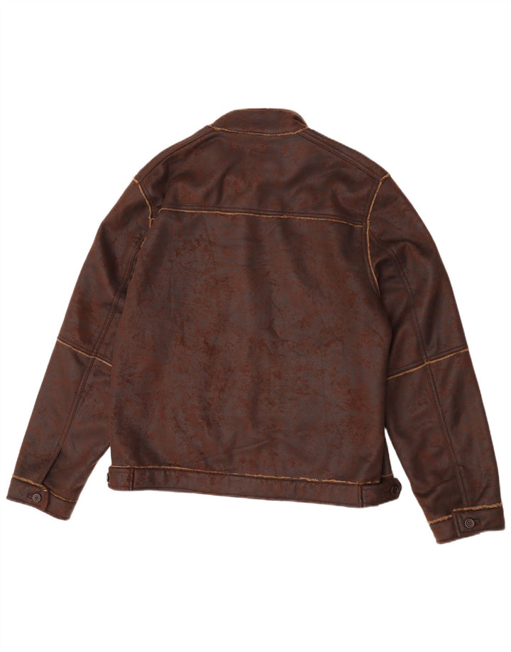 Zara Jaqueta Sherpa Masculina UK 42 XL Marrom Poliéster