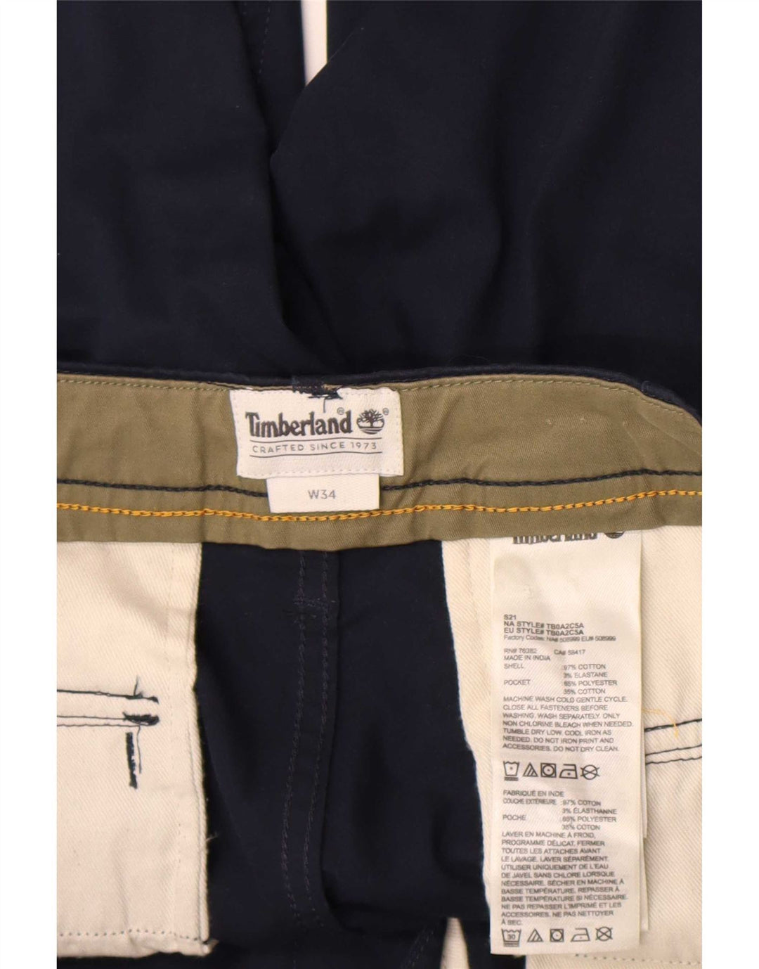 Timberland Mens Cargo Shorts W34 Grande Algodão Azul Marinho