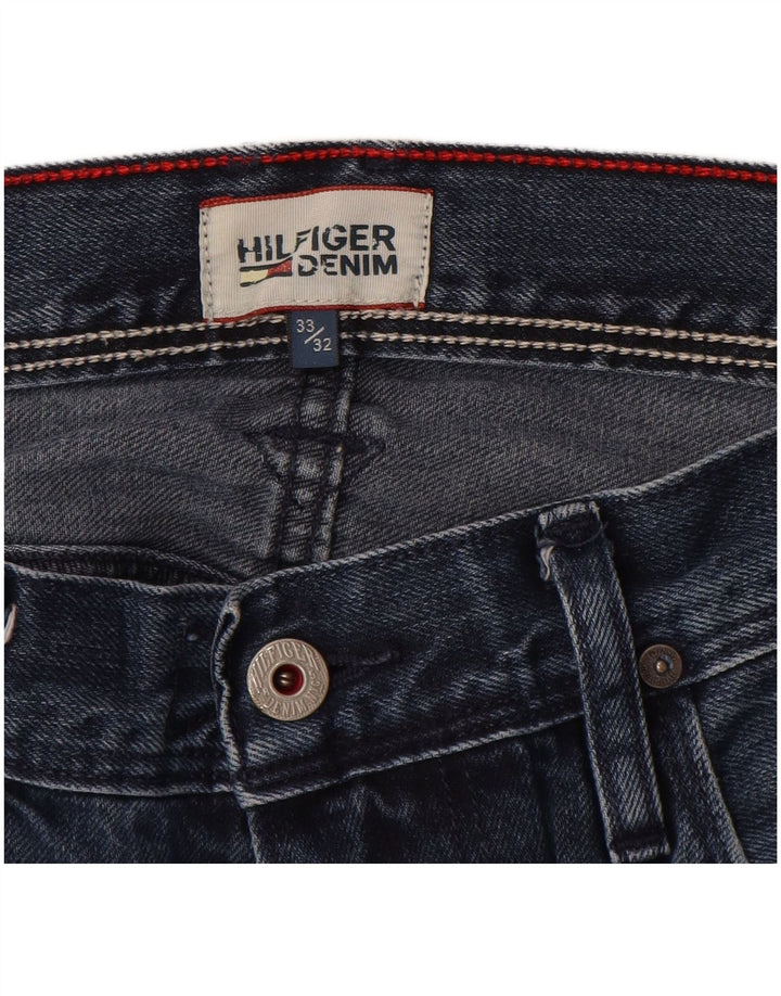 Jeans retos masculinos Tommy Hilfiger W33 L32 algodão azul marinho