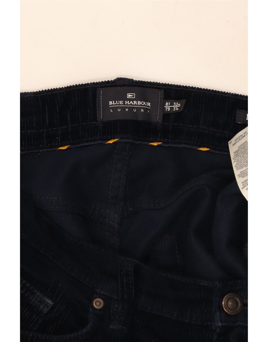 Calça masculina reta de veludo MARKS & SPENCER W32 L31 algodão azul marinho