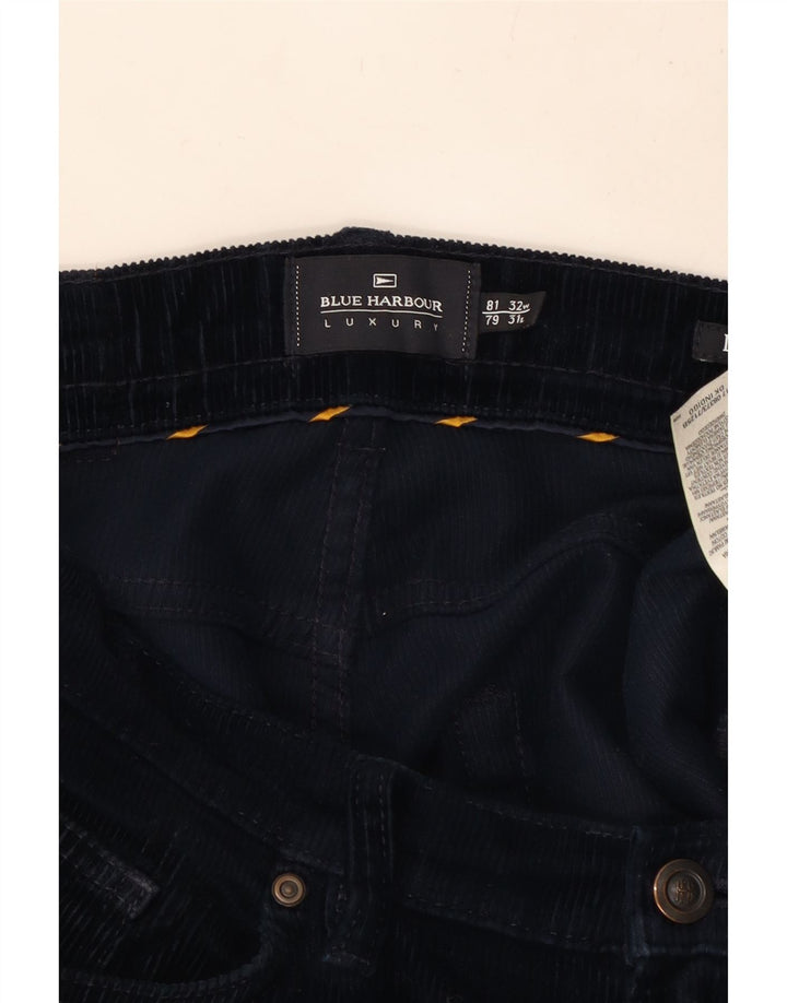 Calça masculina reta de veludo MARKS & SPENCER W32 L31 algodão azul marinho