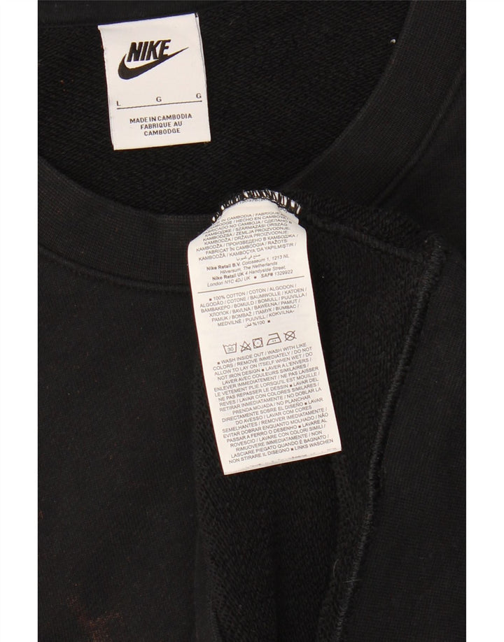 NIKE Mens Graphic Moletom Jumper Grande Preto Colorblock Algodão
