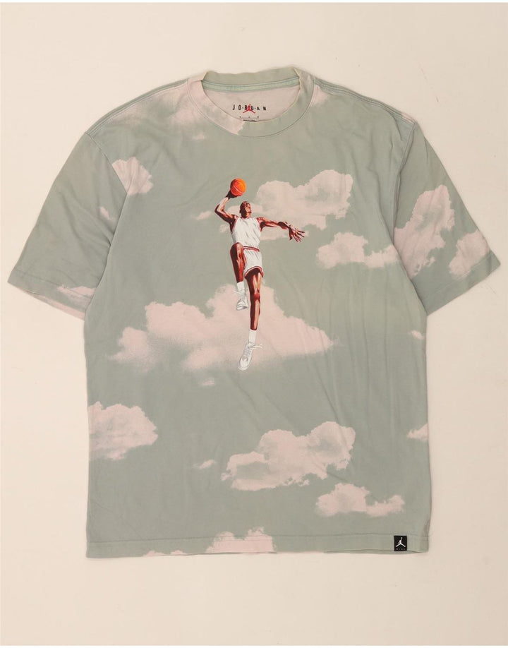 Camiseta masculina Jordan com estampa gráfica, algodão tie-dye verde médio