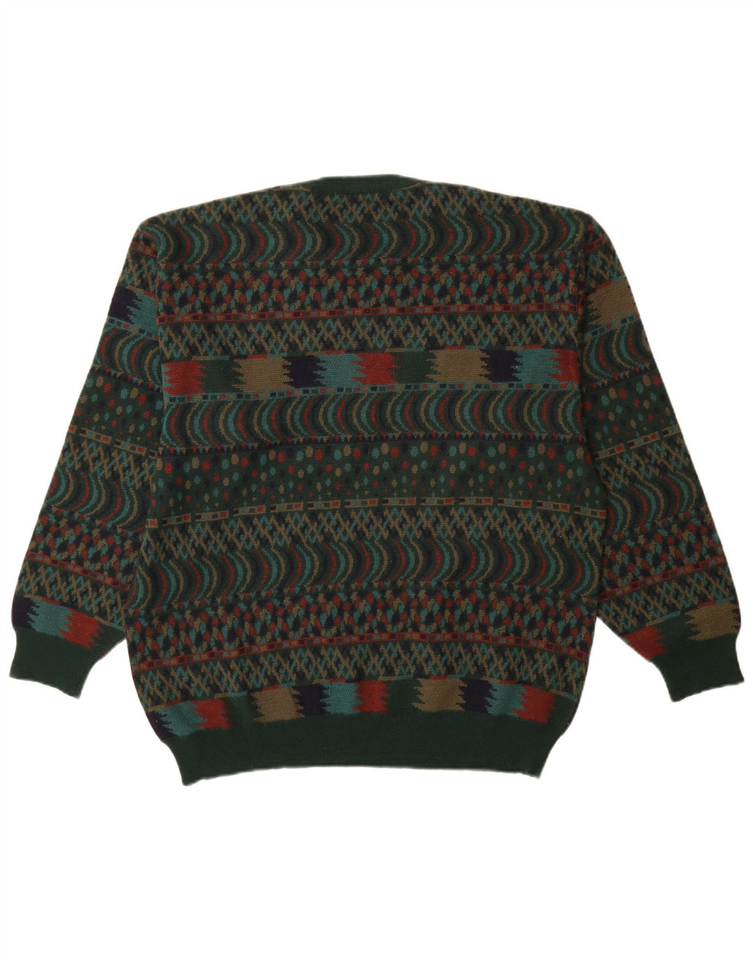 Suéter masculino VINTAGE com gola redonda IT 54 XL verde Fair Isle Wool