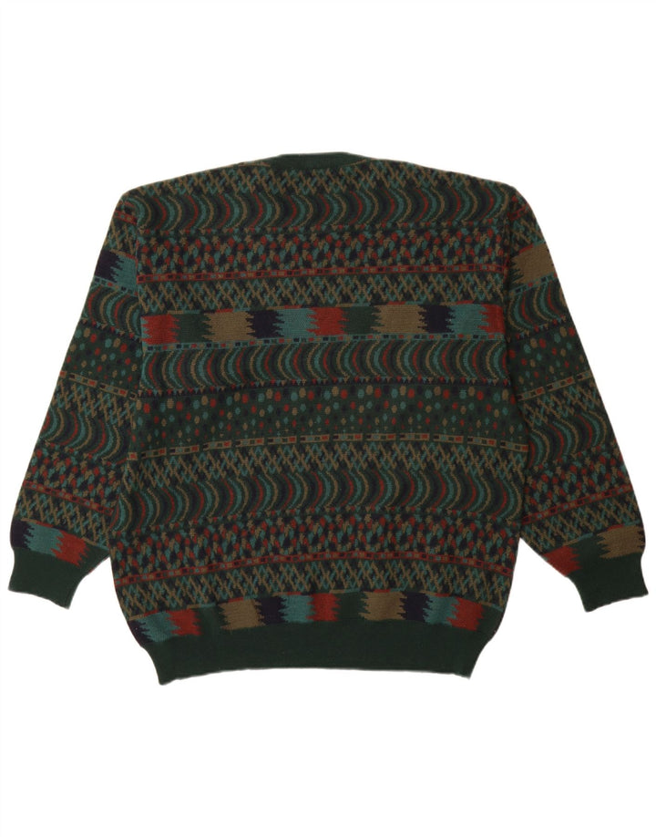 Suéter masculino VINTAGE com gola redonda IT 54 XL verde Fair Isle Wool