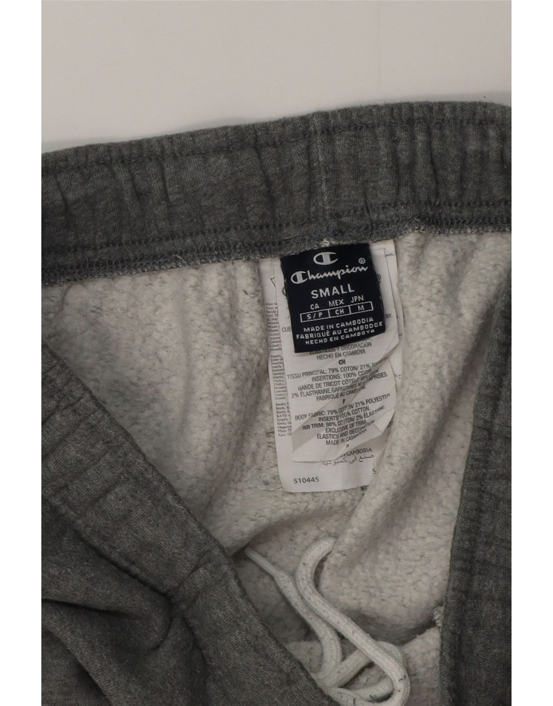 Calça de treino masculina Champion Joggers pequeno algodão manchado cinza