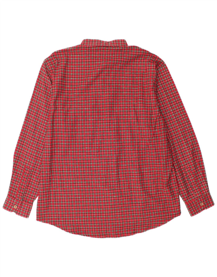 Camisa masculina de flanela Crown tamanho 43 grande algodão xadrez vermelho