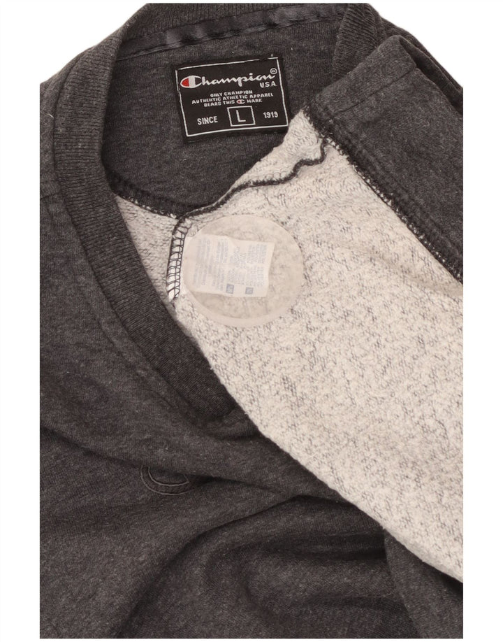 CHAMPION Suéter gráfico feminino com capuz Reino Unido 16 grande algodão cinza