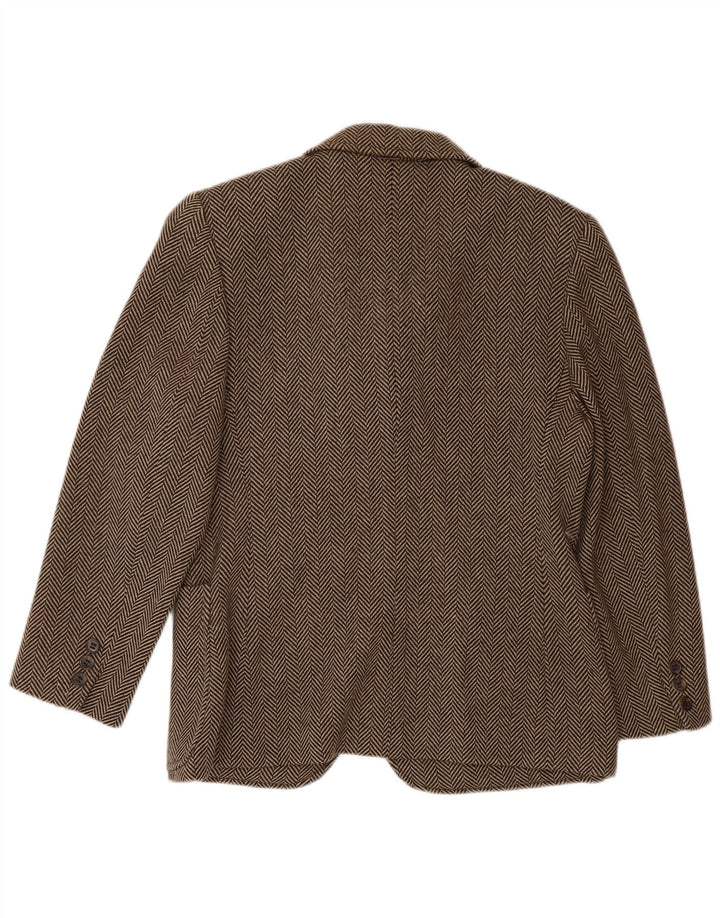 Jaqueta blazer feminina de 3 botões Piombo IT 44 lã espinha de peixe marrom médio