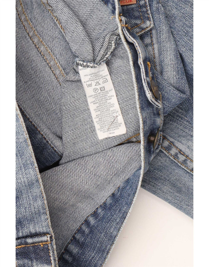 Jaqueta jeans feminina regular Fcuk Reino Unido 10 algodão azul pequeno