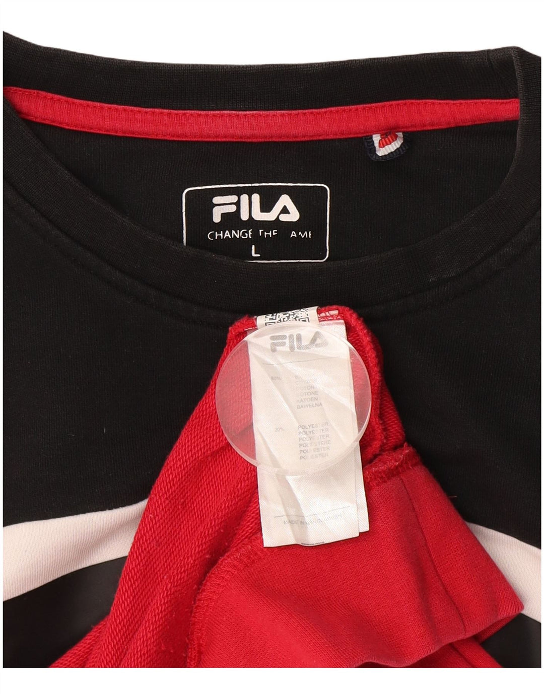 Fila moletom gráfico masculino jumper grande algodão colorblock vermelho