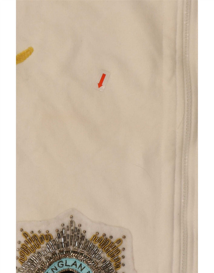 Jaqueta feminina vintage com estampa gráfica UK 16 grande algodão branco
