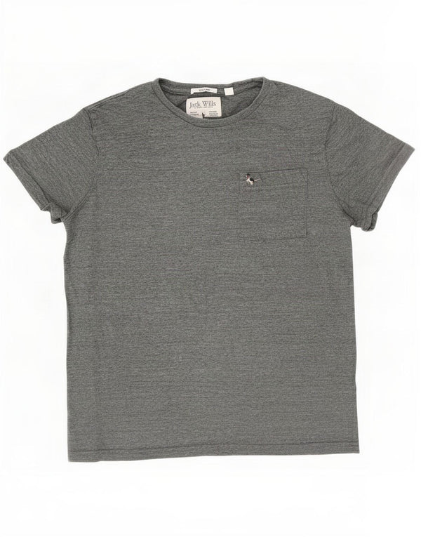 Jack Wills Camiseta masculina Slim Fit Top XL Algodão manchado cinza