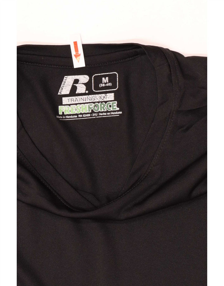 Camiseta masculina Russell Athletic Dri-Power UK 38/40 poliéster preto médio