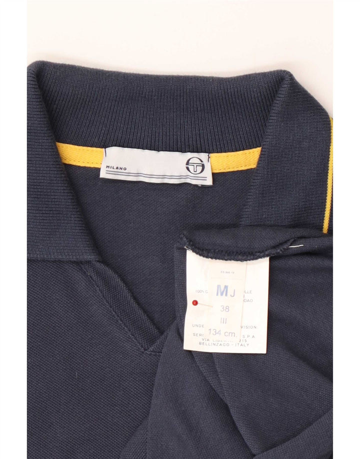 Camisa polo feminina Sergio Tacchini Reino Unido 12 algodão azul marinho médio