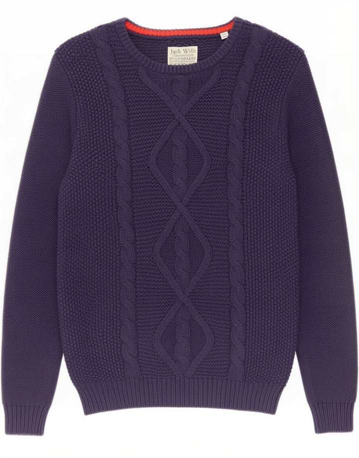 Jack Wills Suéter masculino com gola canoa de algodão azul marinho médio