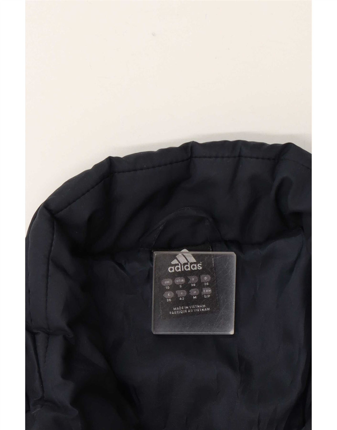 Jaqueta acolchoada feminina Adidas UK 10 pequena poliéster azul marinho