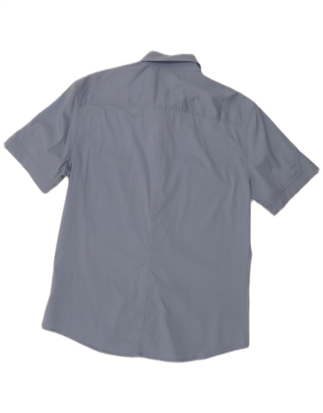 Camisa masculina Versace de manga curta grande azul algodão