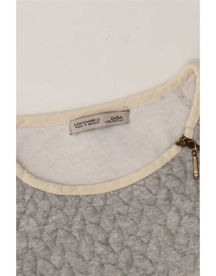 Moletom feminino Zara Jumper UK 12 bloco colorido cinza médio