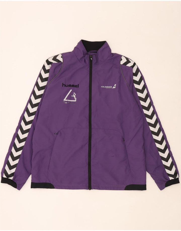 Hummel Jaqueta masculina de agasalho gráfico grande poliéster colorblock roxo