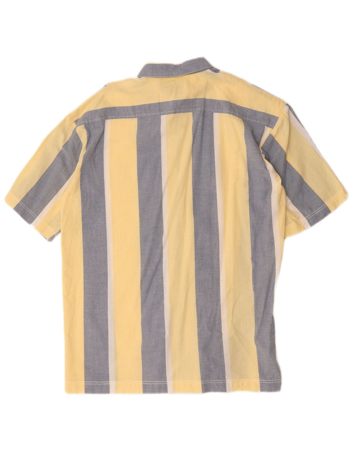 Camisa masculina vintage de manga curta pequena listrada amarela