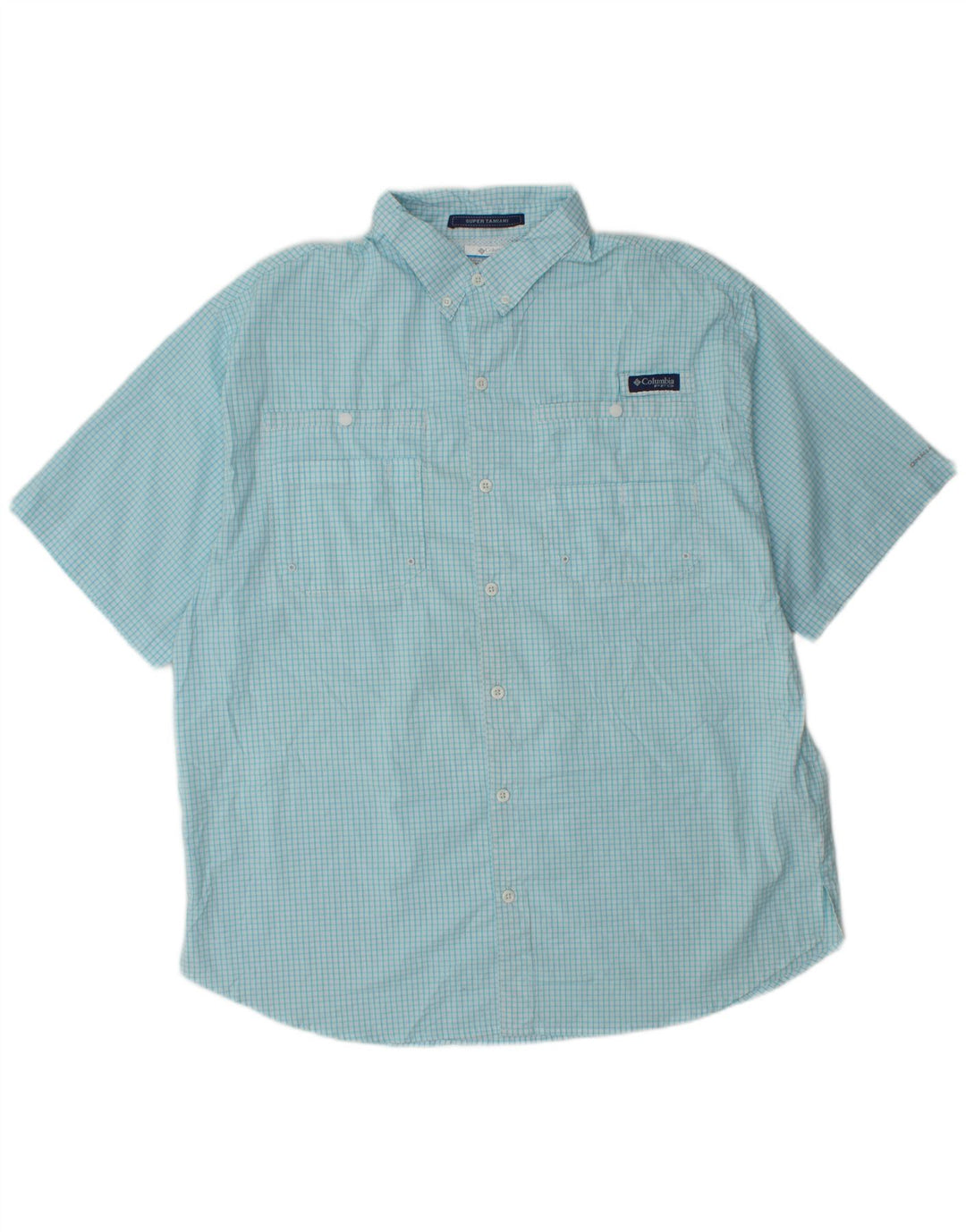Camisa masculina de manga curta Columbia XL azul xadrez poliéster